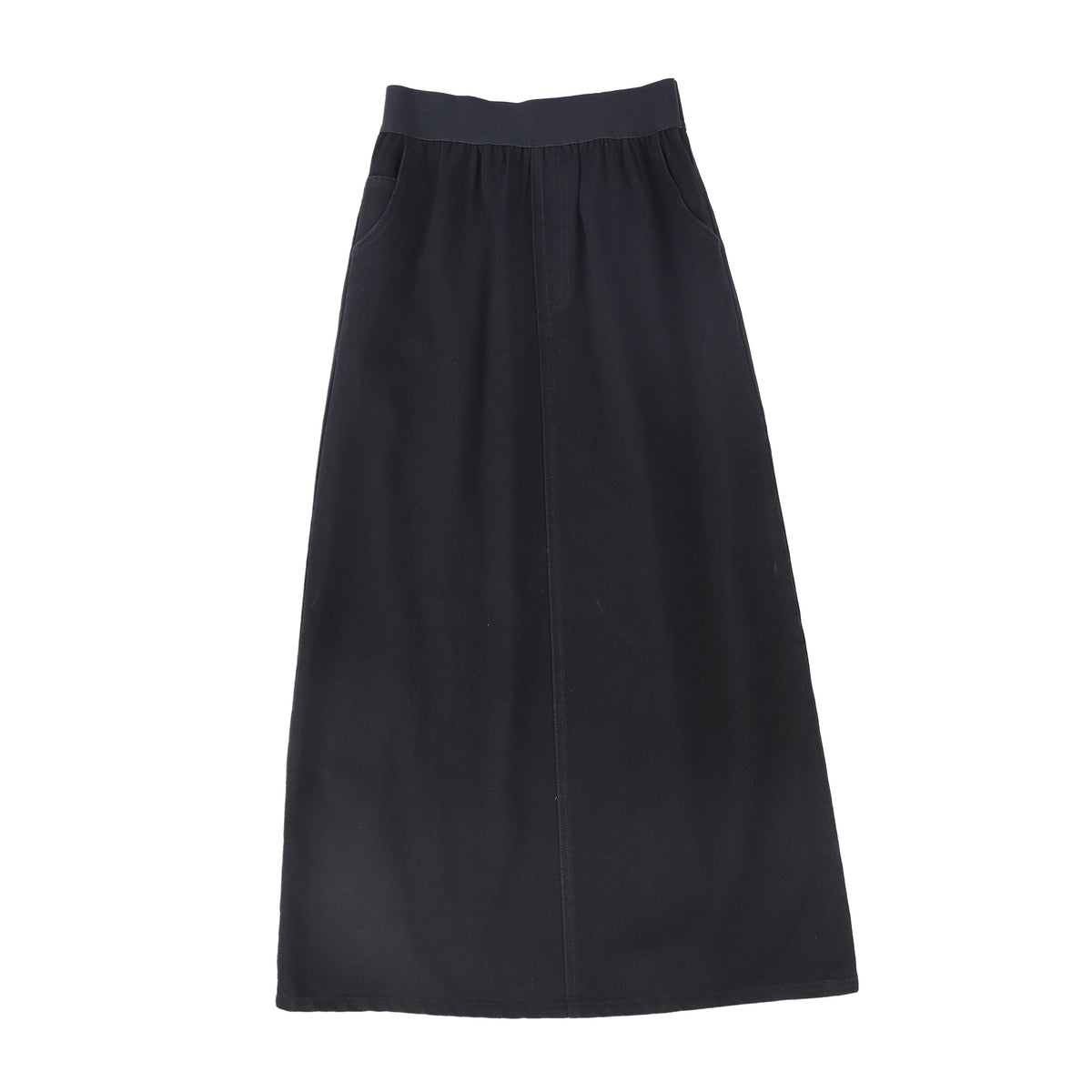 VALENTINA LOGO WAISTBAND DENIM MAXI SKIRT