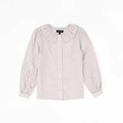 BAMBOO 2PC COLLAR TISSUE BLOUSE WITH FLARE KNIT JUMPER