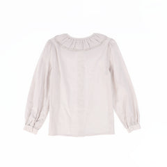 BAMBOO 2PC COLLAR TISSUE BLOUSE WITH FLARE KNIT JUMPER