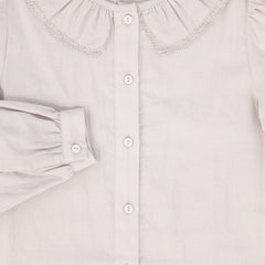 BAMBOO 2PC COLLAR TISSUE BLOUSE WITH FLARE KNIT JUMPER