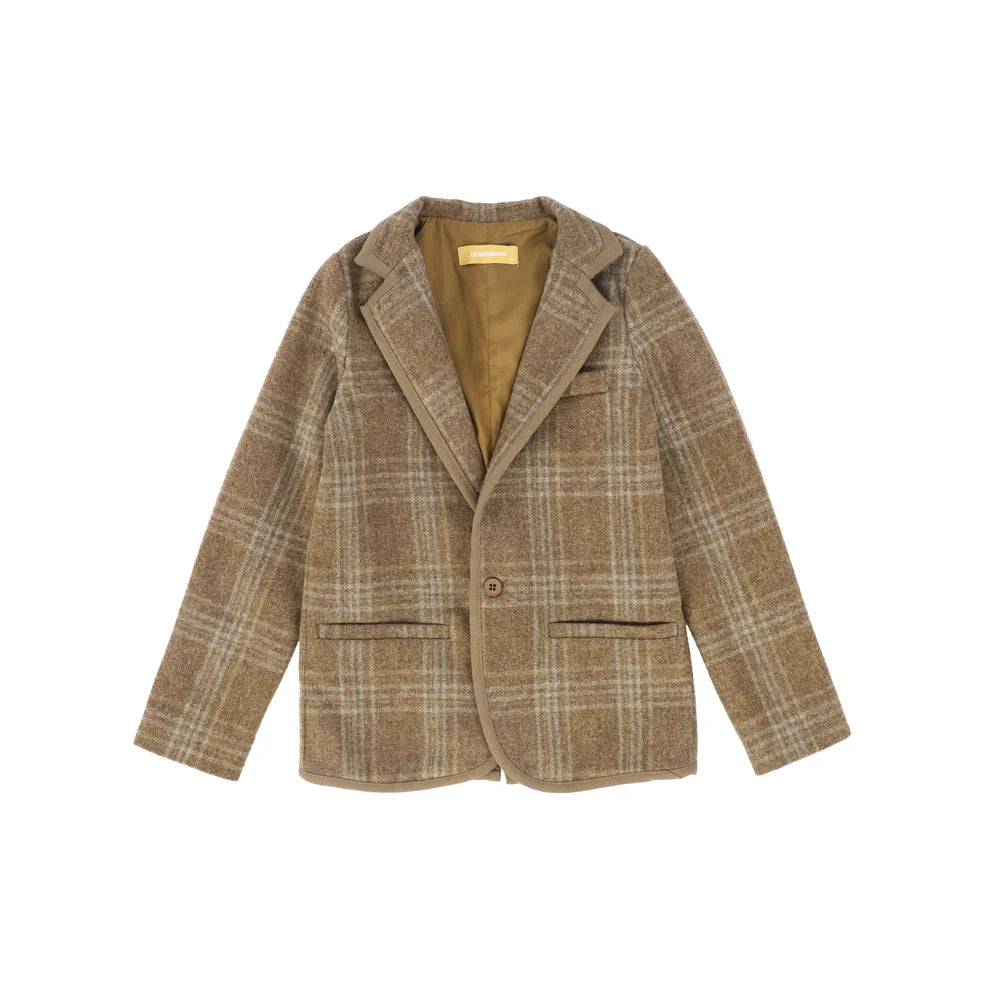 LE BOURDON PLAID PRINT BLAZER