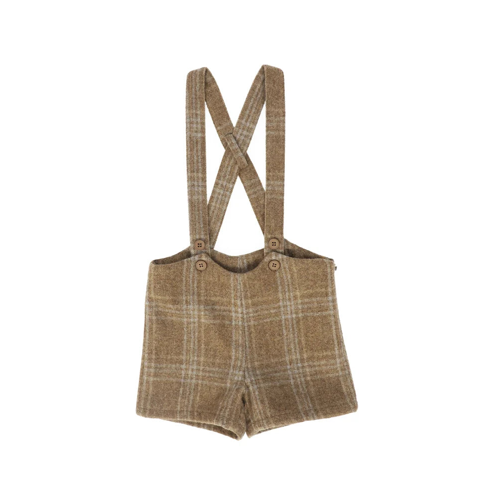 LE BOURDON PLAID PRINT OVERALL