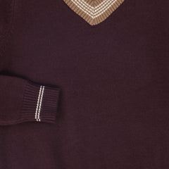 BAMBOO STRIPE TRIM VNECK SWEATER