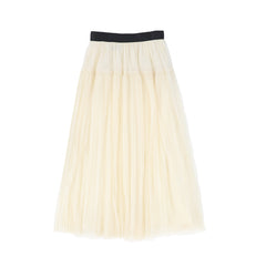FRANCESCA GUILIANO 2PC GROSSGRAIN LATTICE TULLE BLOUSE WITH PLEATED TULLE TIERED SKIRT