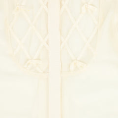 FRANCESCA GUILIANO 2PC GROSSGRAIN LATTICE TULLE BLOUSE WITH PLEATED TULLE TIERED SKIRT