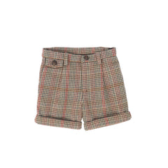 LE BOURDON HOUNDSTOOTH WOOL CUFFED SHORTS