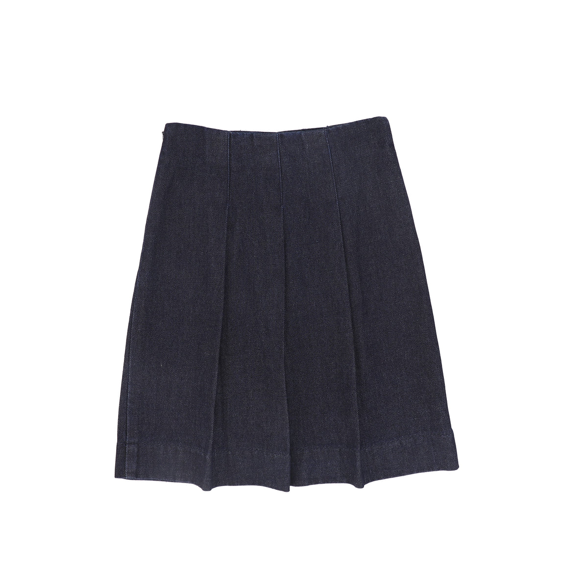 BAMBOO FLAT PLEAT DENIM SKIRT