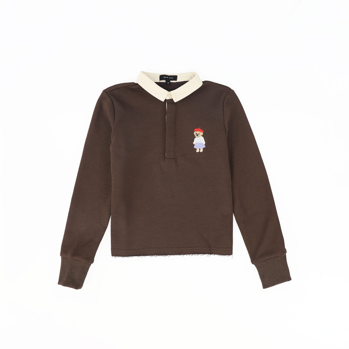 BAMBOO 2PC EMBROIDERED DOLL SWEATSHIRT WITH BUTTON CORDUROY SKIRT