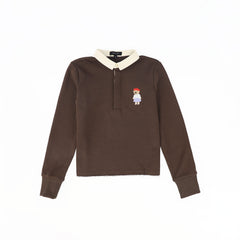 BAMBOO 2PC EMBROIDERED DOLL SWEATSHIRT WITH BUTTON CORDUROY SKIRT