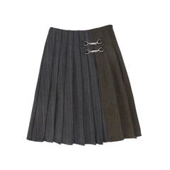 VALENTINA CHEVRON WOOL PINSTRIPED SKIRT