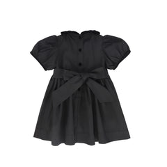 BAMBOO TAFFETA VELVET COLLAR PUFF SLEEVE DRESS