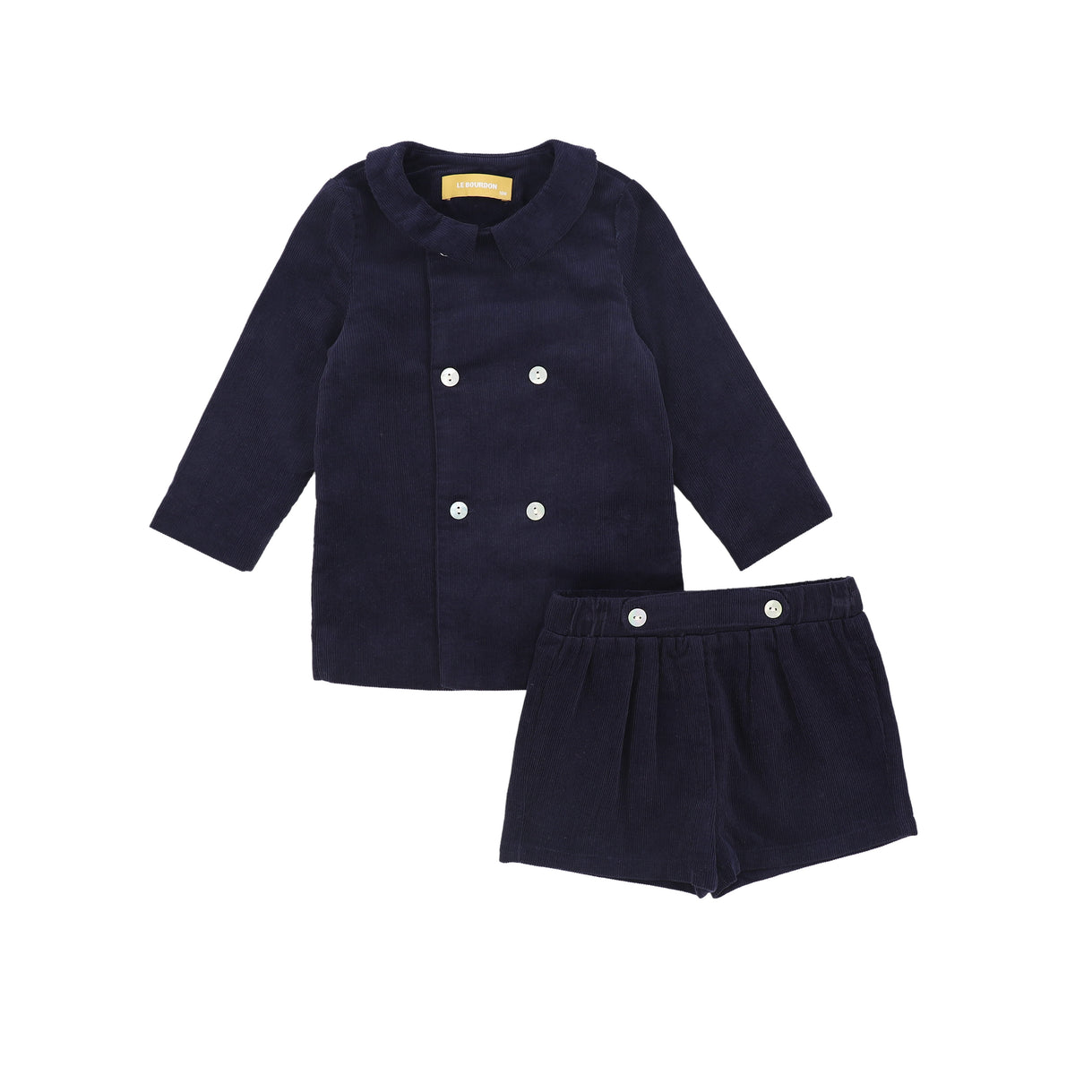LE BOURDON 2PC CORDUROY DOUBLE BREASTED BLOUSE SET