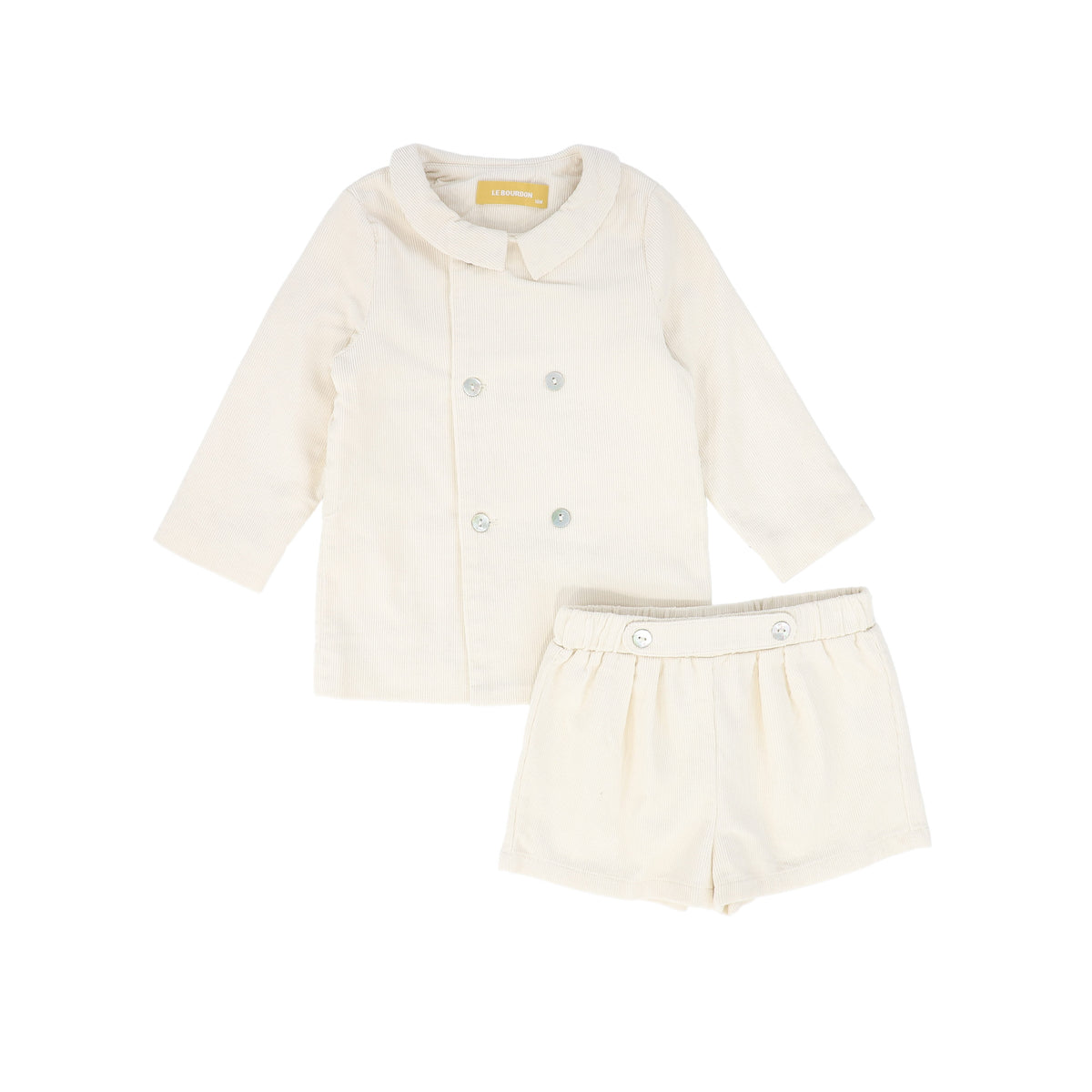 LE BOURDON 2PC CORDUROY DOUBLE BREASTED BLOUSE SET