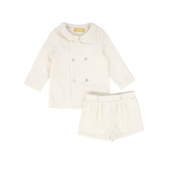 LE BOURDON 2PC CORDUROY DOUBLE BREASTED BLOUSE SET