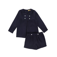 LE BOURDON 2PC COLLAR PLEAT BLOUSE SET