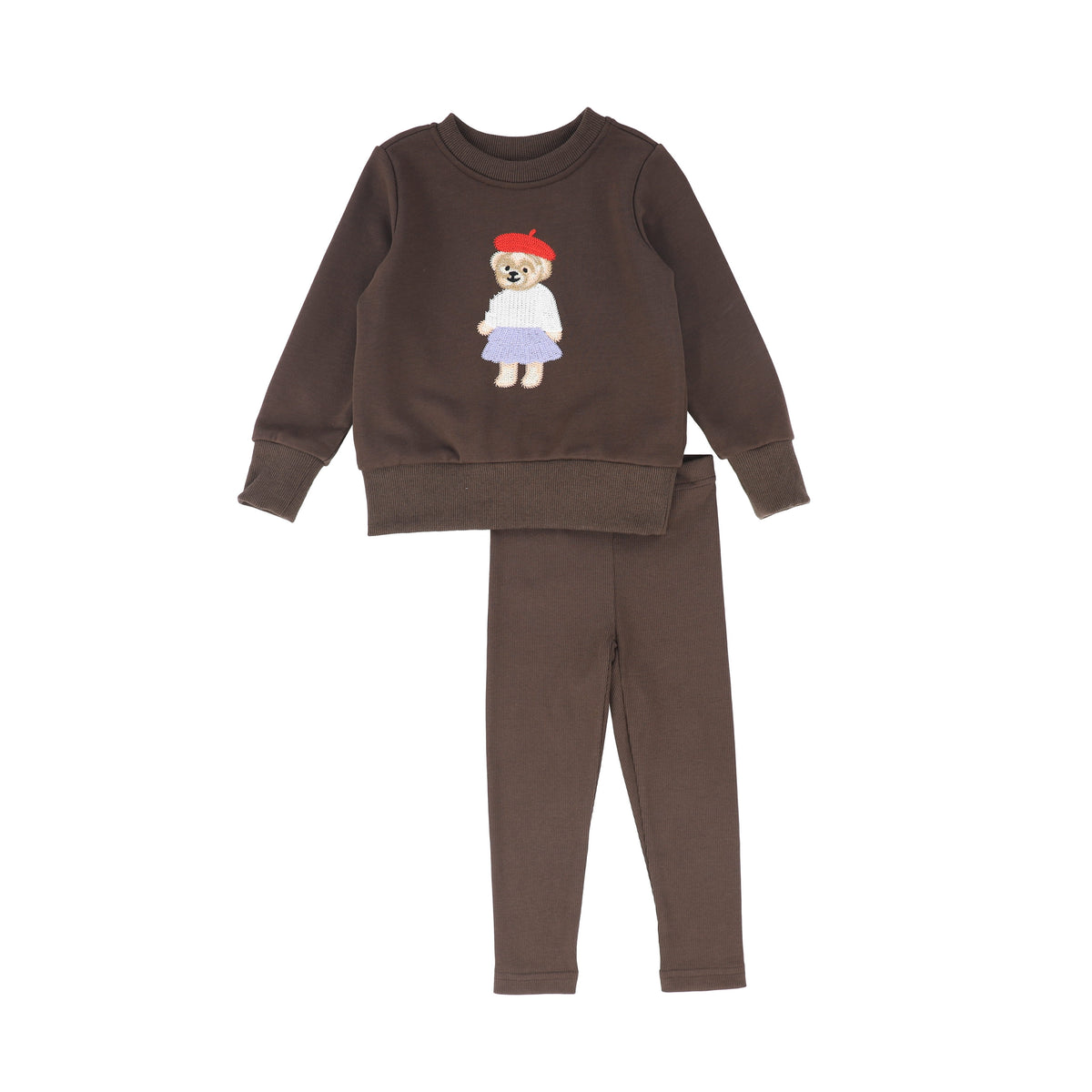 BAMBOO 2PC EMBROIDERED DOLL SWEATSHIRT SET