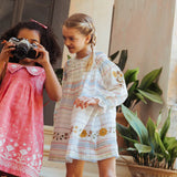 LALI LS BORDER STRIPE TULIP DRESS