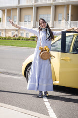 POET LOLA STRIPE LACE TIERED  DRESS