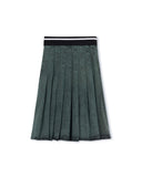 HELLO YELLOW STRIPED WAISTBAND PLEATED SKIRT