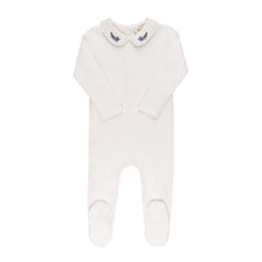 ELYS & CO. 2PC EMBROIDERED COLLAR FOOTIE AND BONNET SET