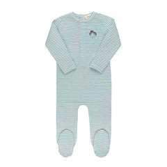 ELYS & CO. 2PC METALLIC STRIPE FOOTIE AND BEANIE SET