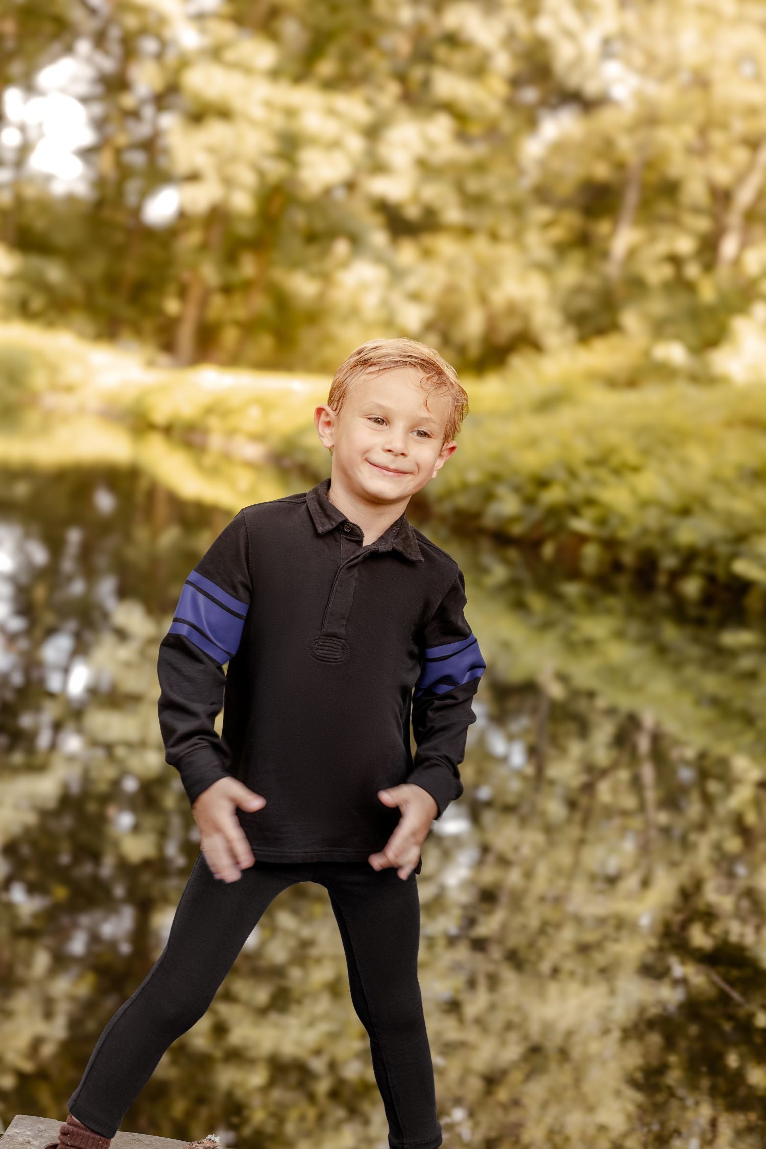 BOPOP SPORT LONG SLEEVE STRIPE POLO