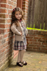 LIMONANA SMOCKING VELVET TRIM PLAID DRESS