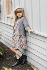 LIMONANA VELVET PETALS FRONT TIE DRESS