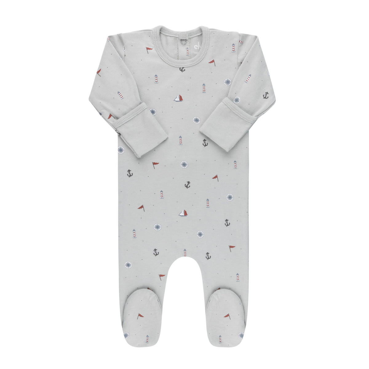 ElYS&CO. 2PC NAUTICAL PRINT FOOTIE + BEANIE SET