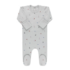ElYS&CO. 2PC NAUTICAL PRINT FOOTIE + BEANIE SET