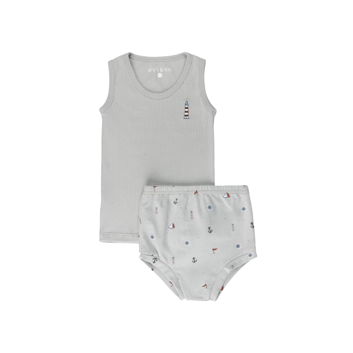 ElYS&CO. 2PC NAUTICAL PRINT TSHIRT + BLOOMER SET