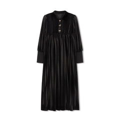 VELVETTE LABEL VELVET BOW BUTTON HIGH WAIST MAXI