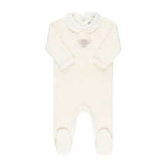 ElYS&CO. 3PC VELOUR METALLIC BEE FOOTIE+BONNET+BLANKET