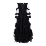 MAISON AVA CECILE RUFFLED LAYERED TULLE GOWN