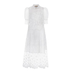 ELIE SAAB MACRAME' FLOWER ORGANZA SHIRT WITH ORGANZA SKIRT