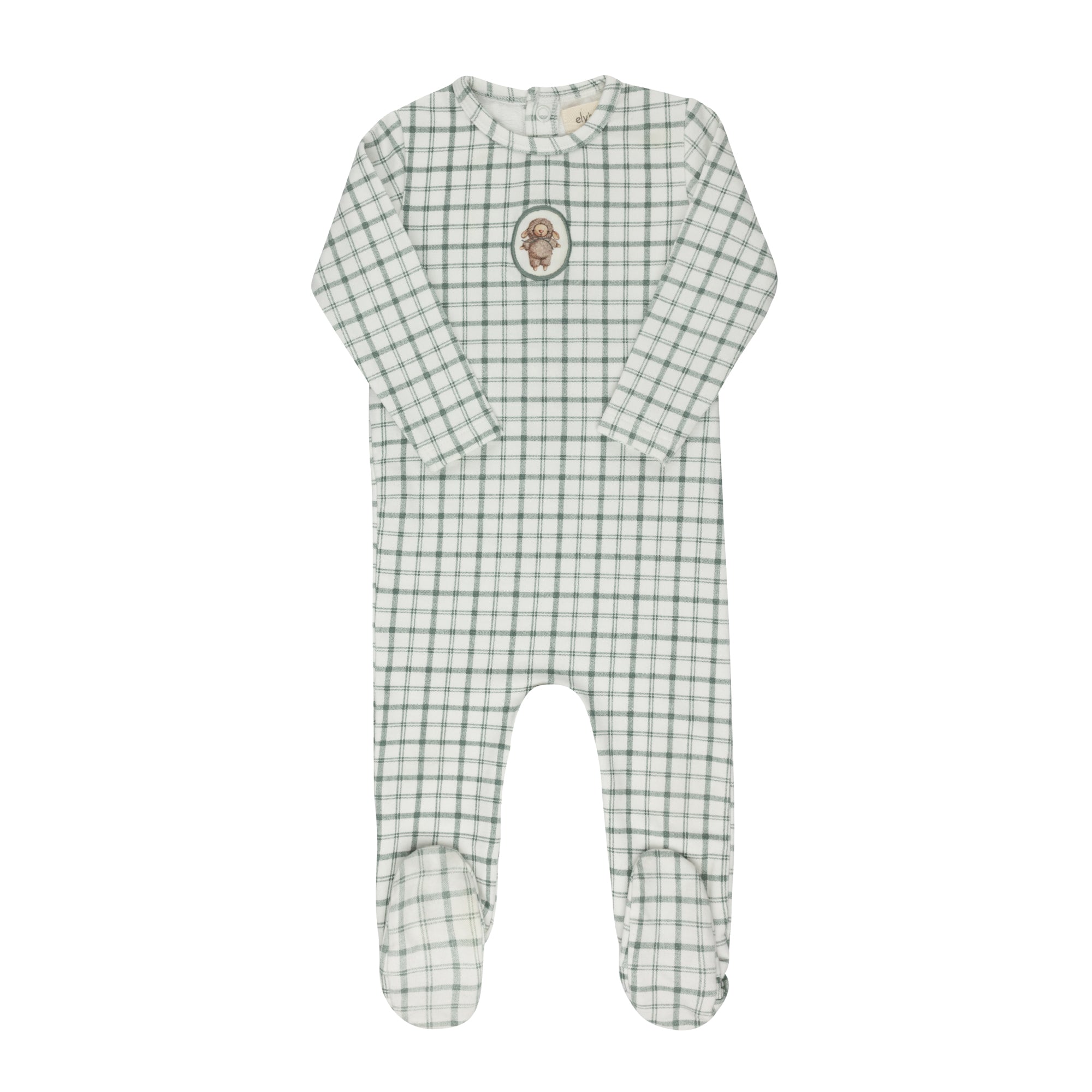 ELYS & CO. 2PC PLAID SHEEP FOOTIE AND BEANIE SET