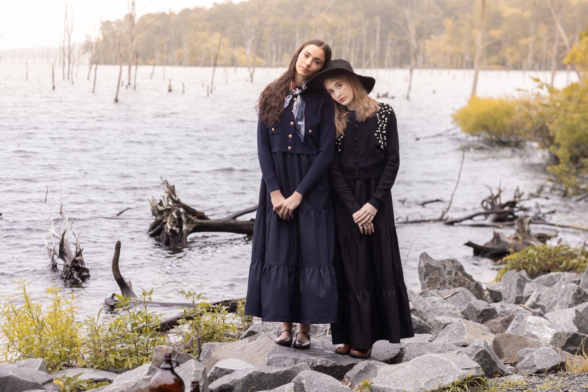 POET ELLE EYELET KNIT CARDIGAN WITH PEARLS ON SHOULDERS