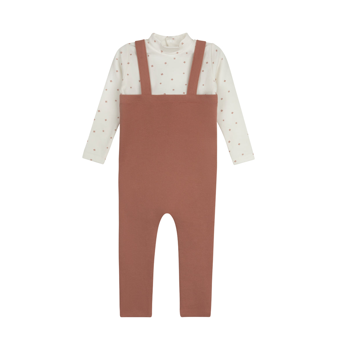 ELYS & CO. 2PC CLOVER PRINT BODYSUIT+OVERALLS SET