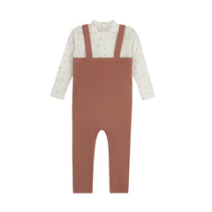 ELYS & CO. 2PC CLOVER PRINT BODYSUIT+OVERALLS SET