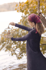 POET ARIA LONG SLEEVE MOCKNECK BLACK ON BLACK BOW PRINT SHIRT