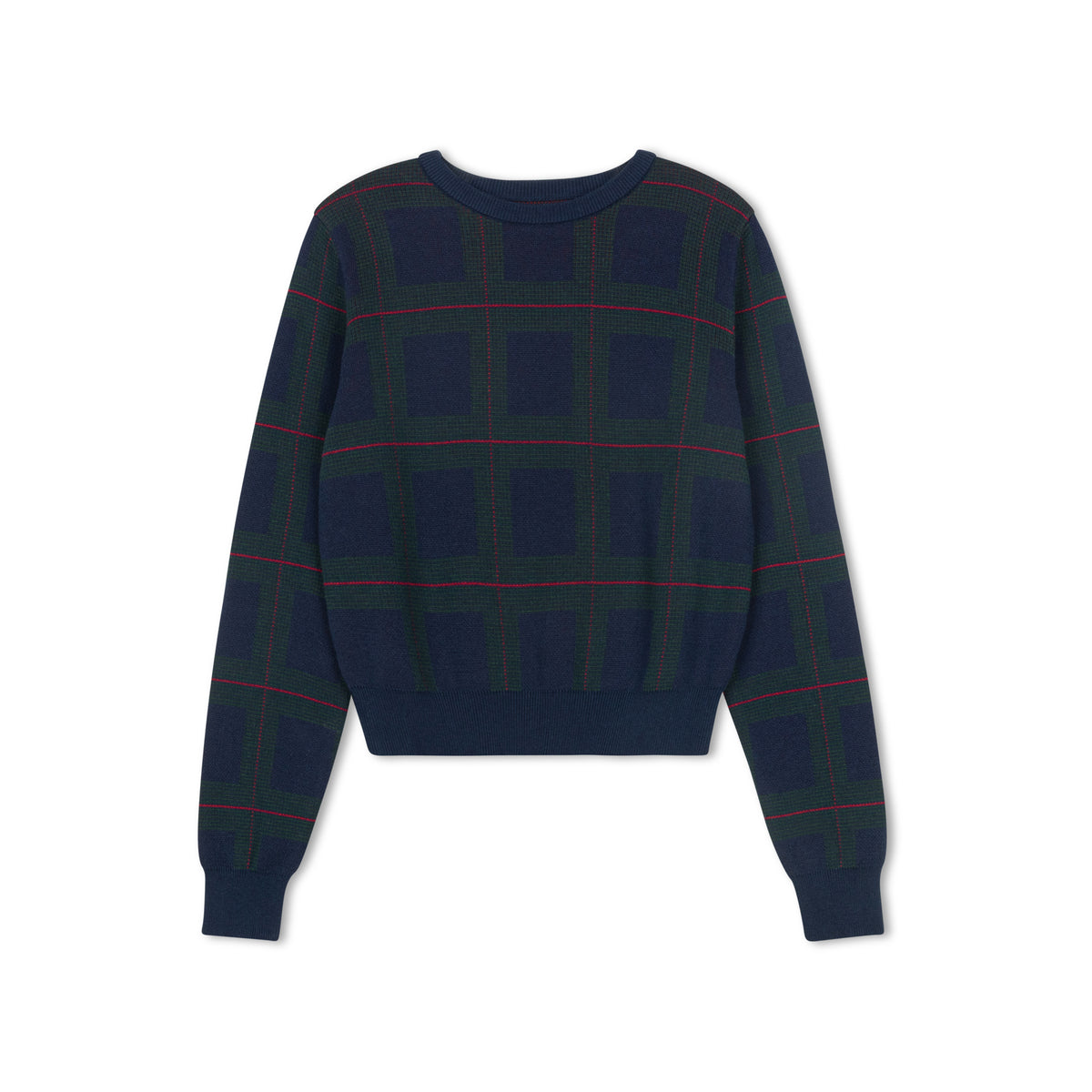 DAINTTI BY VELVETTE LABEL LONG SLEEVE PLAID KNIT SWEATER