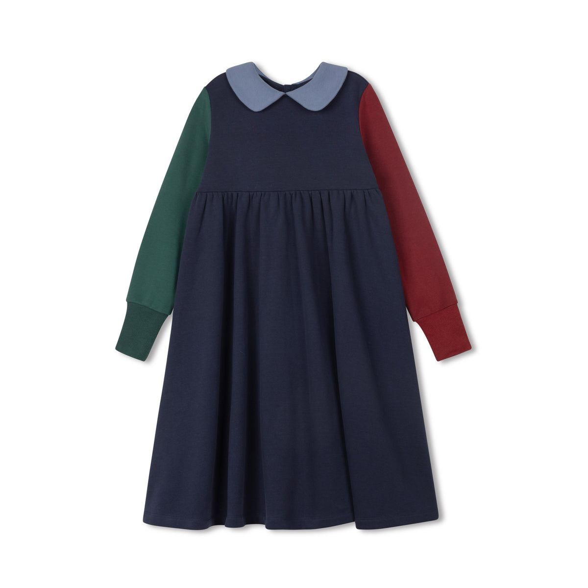 VELVETTE LABEL LONG SLEEVE PETERPAN COLLAR COLOR BLOCK DRESS