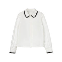 DAINTTI BY VELVETTE LABEL LONG SLEEVE SCALLOP TRIM BLOUSE