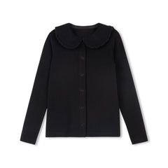 VELVETTE LABEL 2PC RIBBED BUTTON DOWN COLLAR TOP WITH PLAID BELTED PINAFORE JUMPER