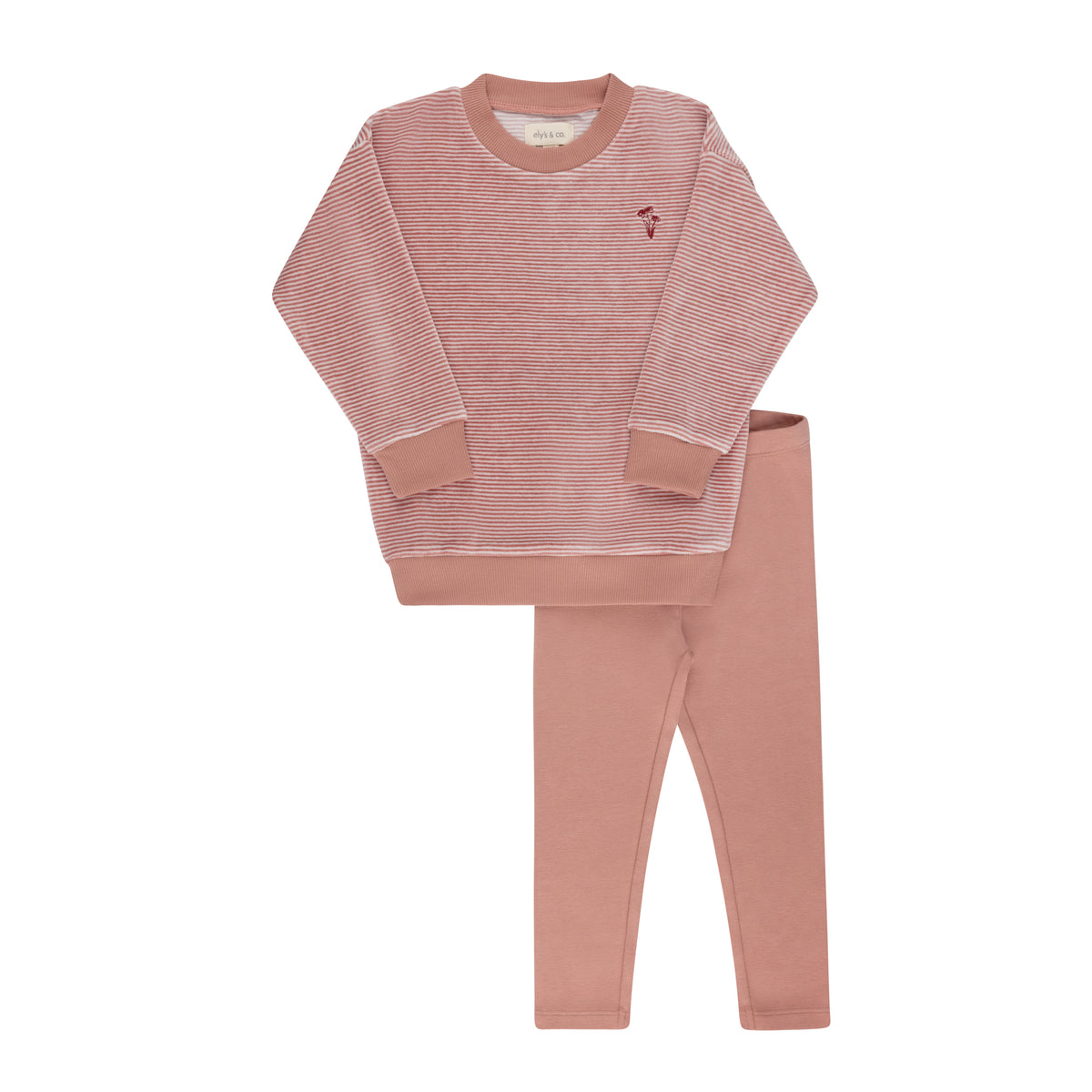 ELYS & CO. 2PC VELOUR STRIPE PJS LOUNGESET