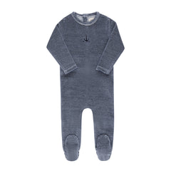 ELYS & CO. 2PC VELOUR STRIPE FOOTIE AND BONNET SET