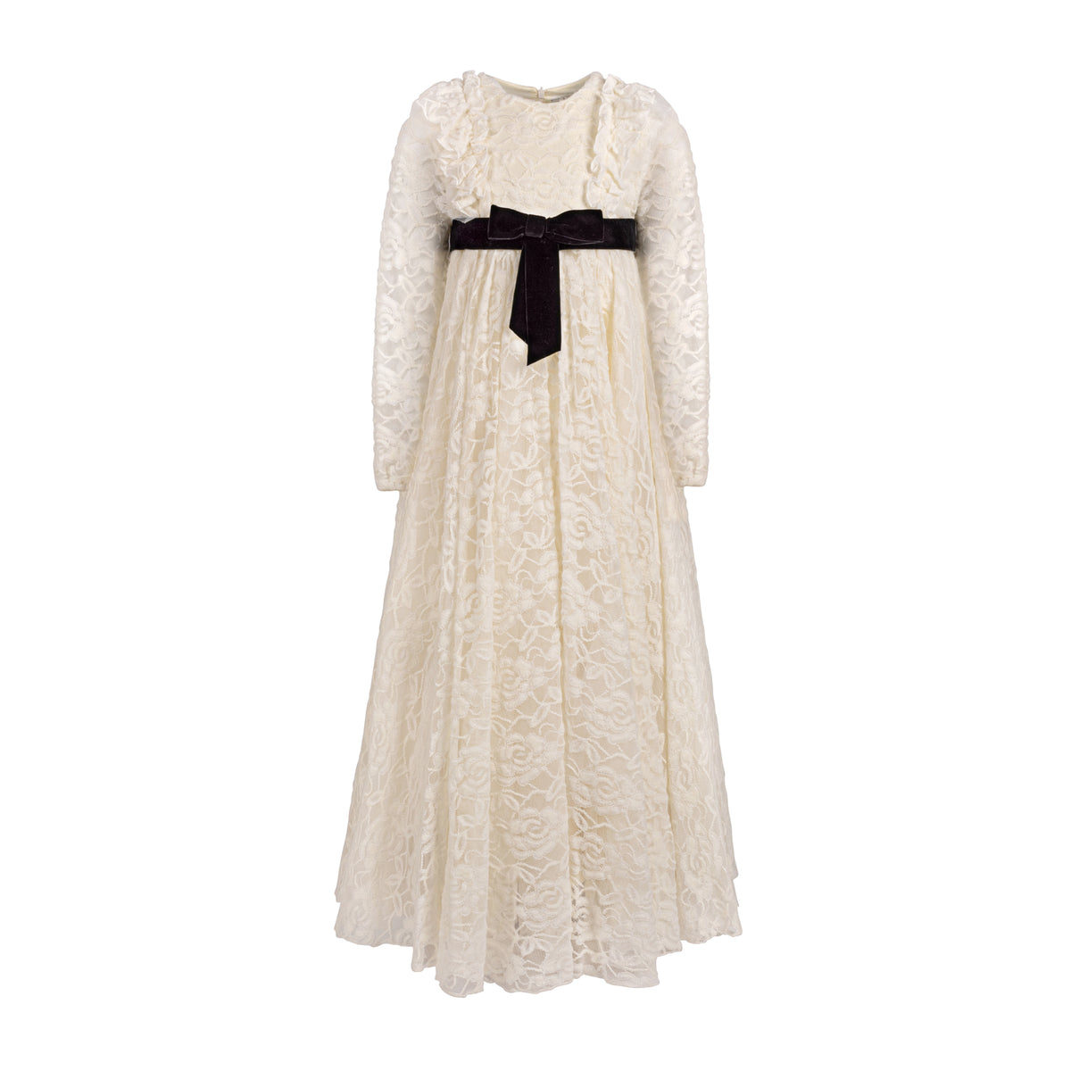 ALAPAGE UNDINA RUFFLE WITH VELVET TIME LACE MAXI DRESS