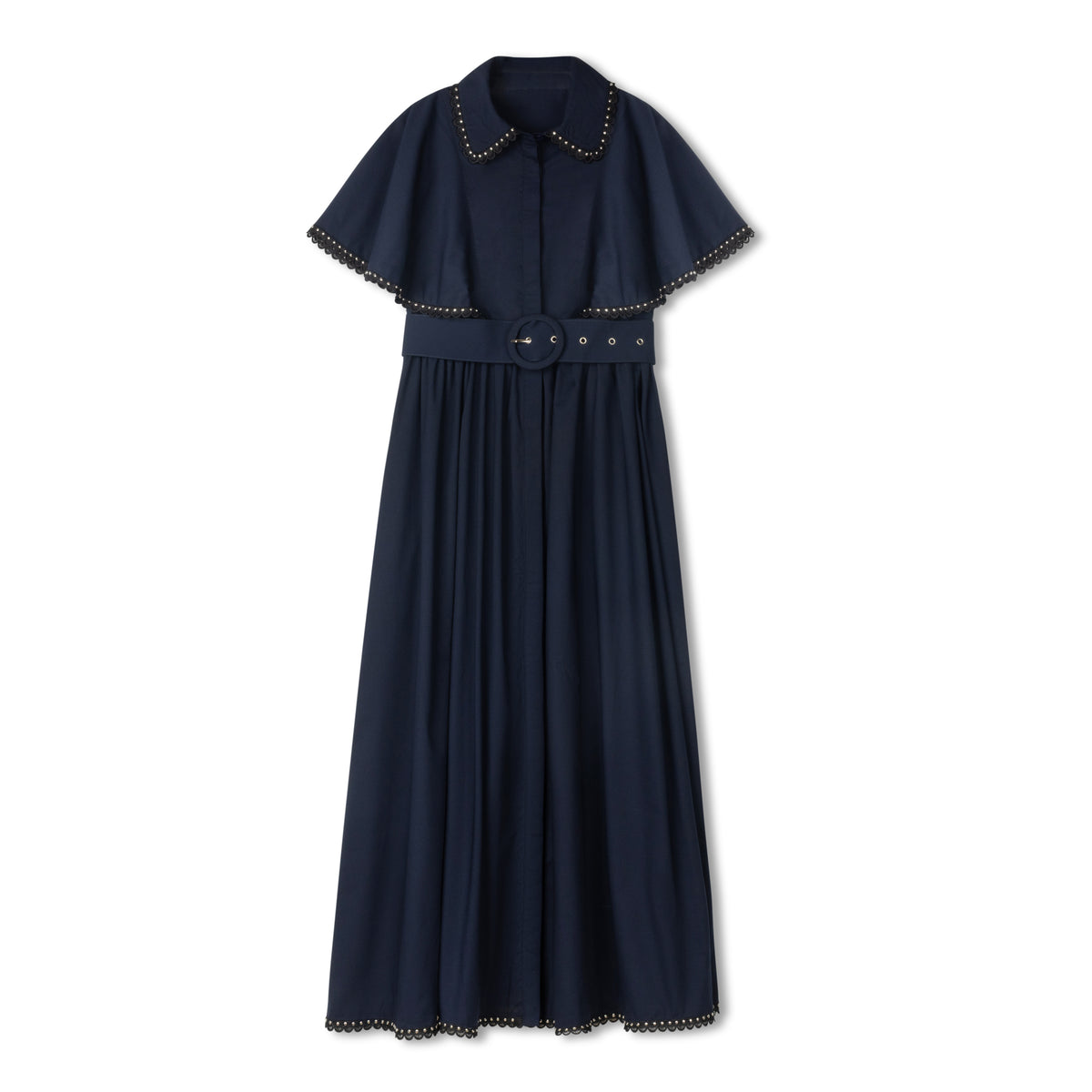 DAINTTI BY VELVETTE LABEL SCALLOP TRIM MIDI BELT DRESS