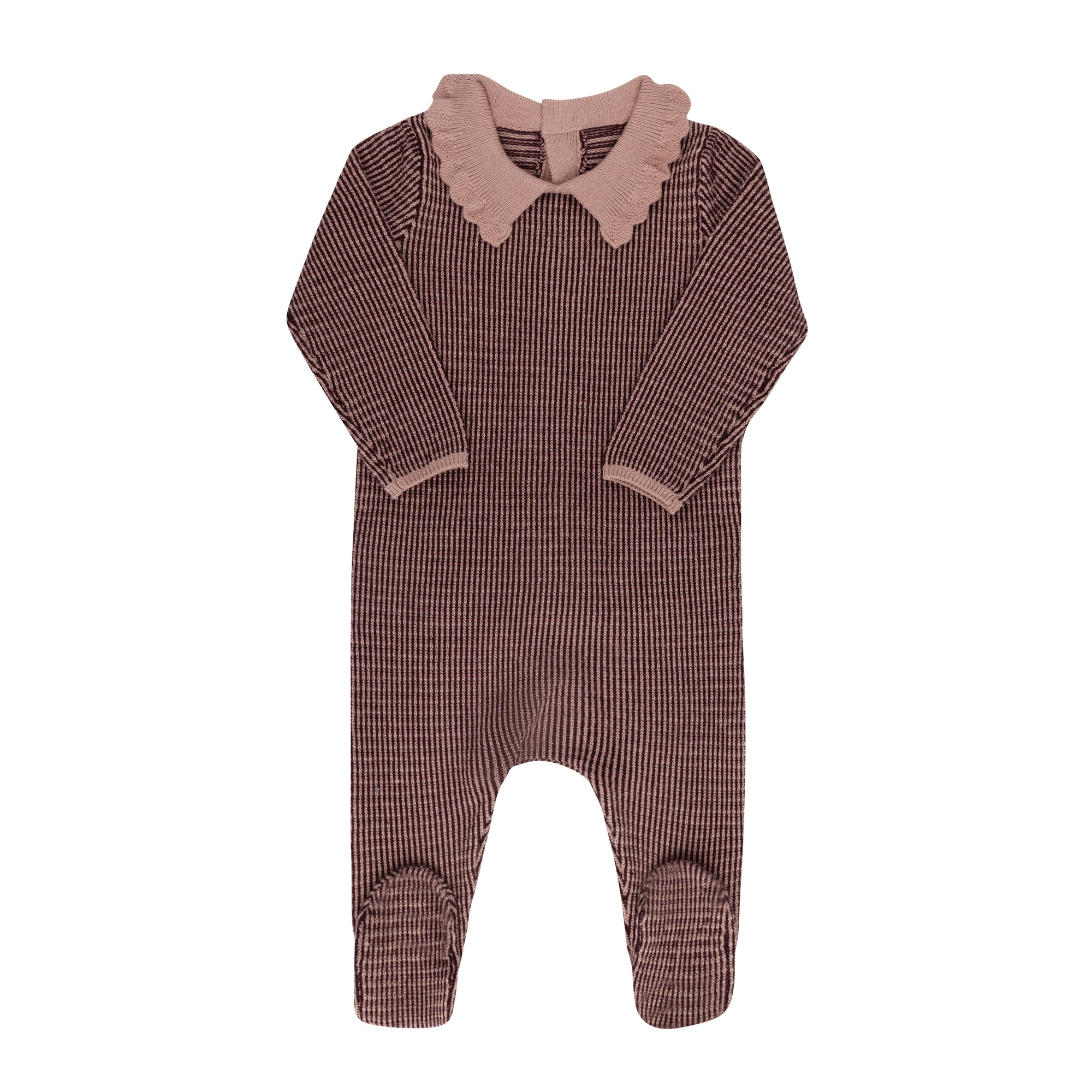 LOOMS 2PC THIN STRIPE KNIT FOOTIE WITH BONNET SET