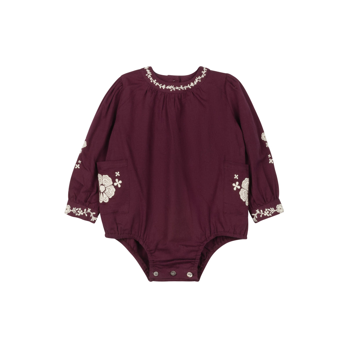 LOOMS FLORAL EMBROIDERED ROMPER